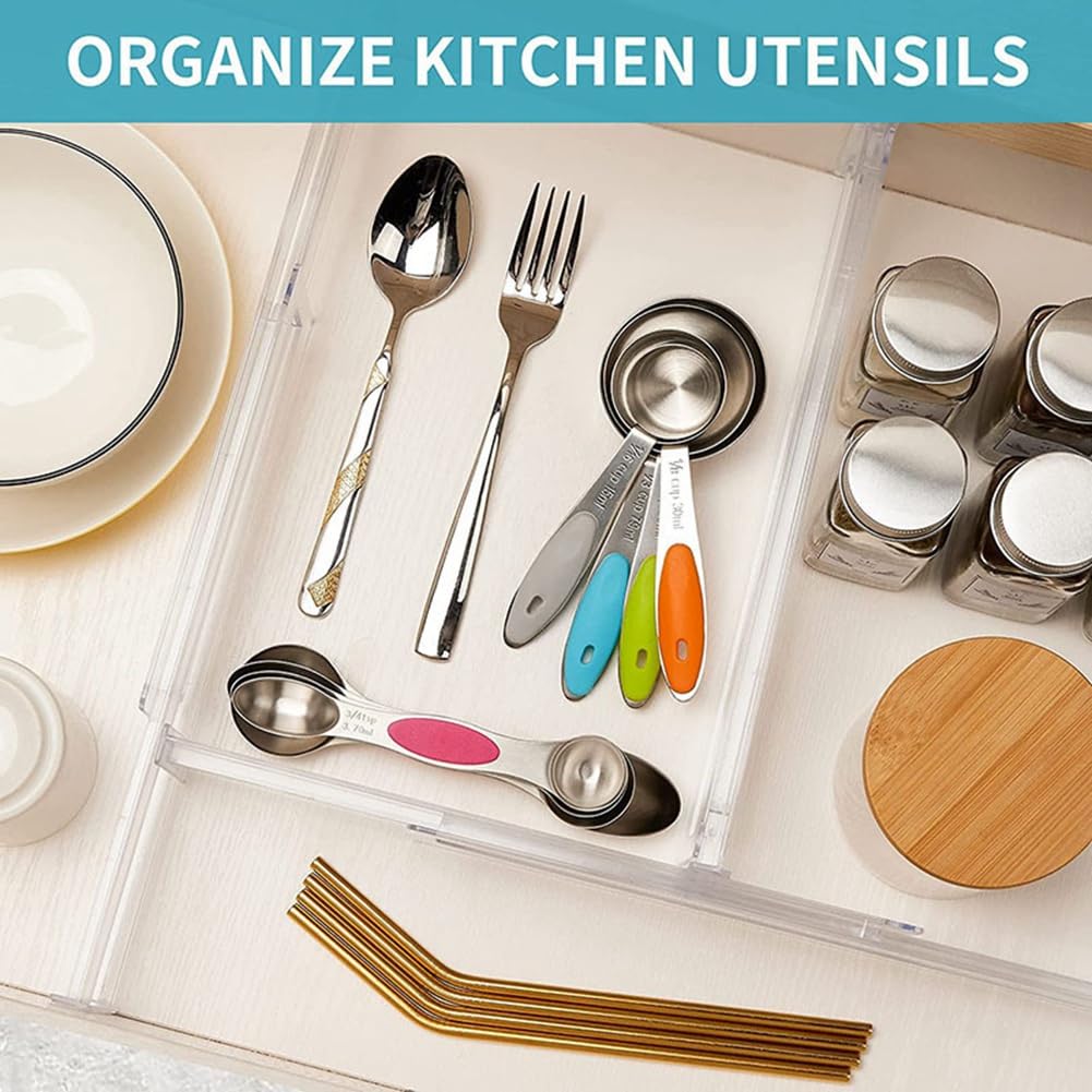 8 pezzi Organizzatore divisori per cassetti regolabile stoccaggio organizer per vestiti cassetti separatori organizer per cassetti da cucina
