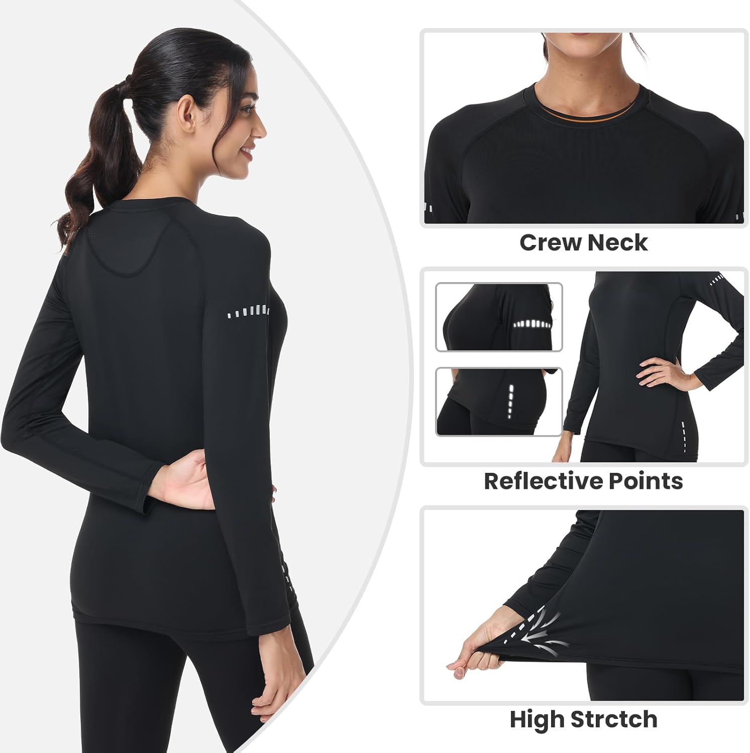 Women's Thermal Shirts Active Long Sleeve Fleece Lined Running Tops Warm Athletic Workout Baselayer - Image 4