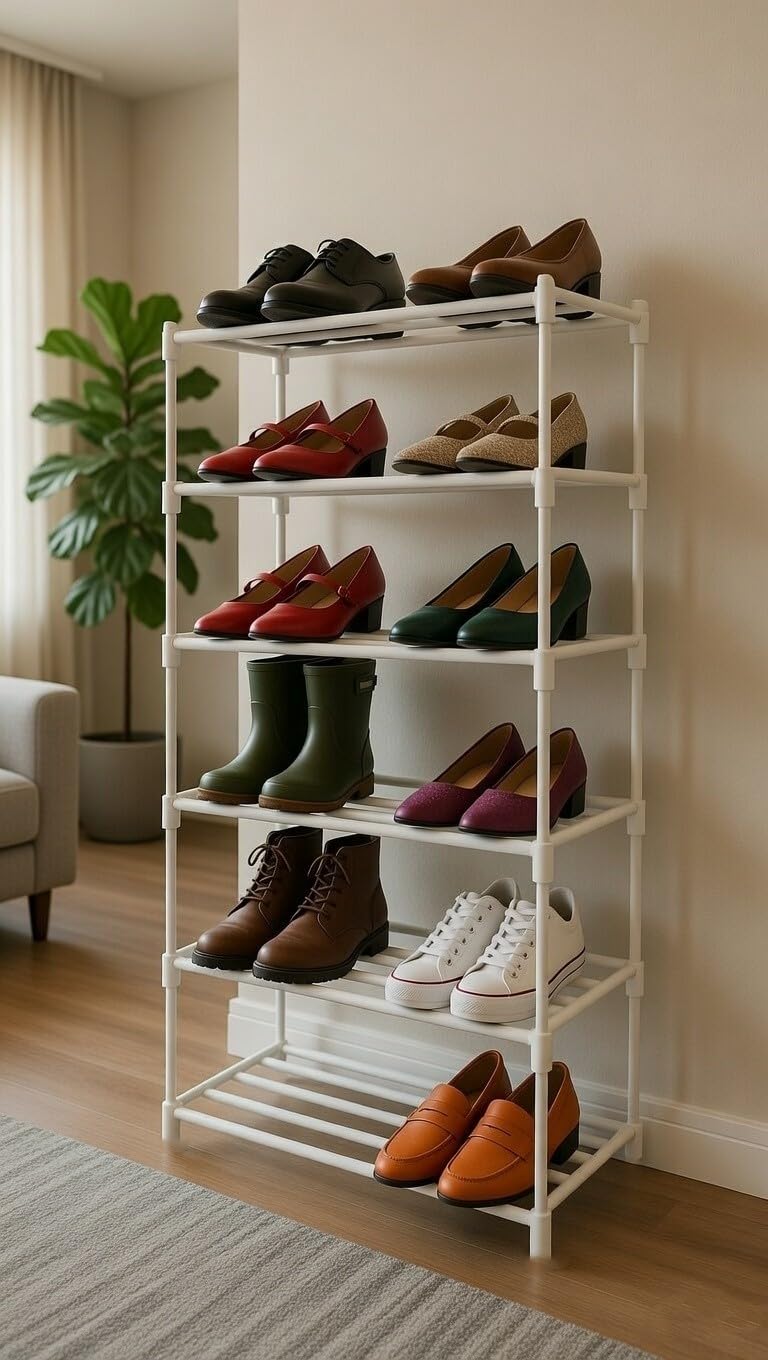 6 Layer Multipurpose Storage Rack – Space Saving White Organizer for Shoes, Bags, Books & Clothes | Vertical Home Storage Shelf to Keep Your Home Neat & Organized-image-20