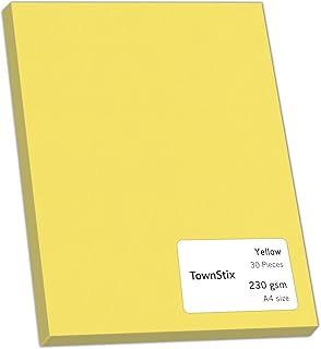 30 Piezas, 230g/m² - A4 Cartulinas Amarillas, Papel Hojas de Colores