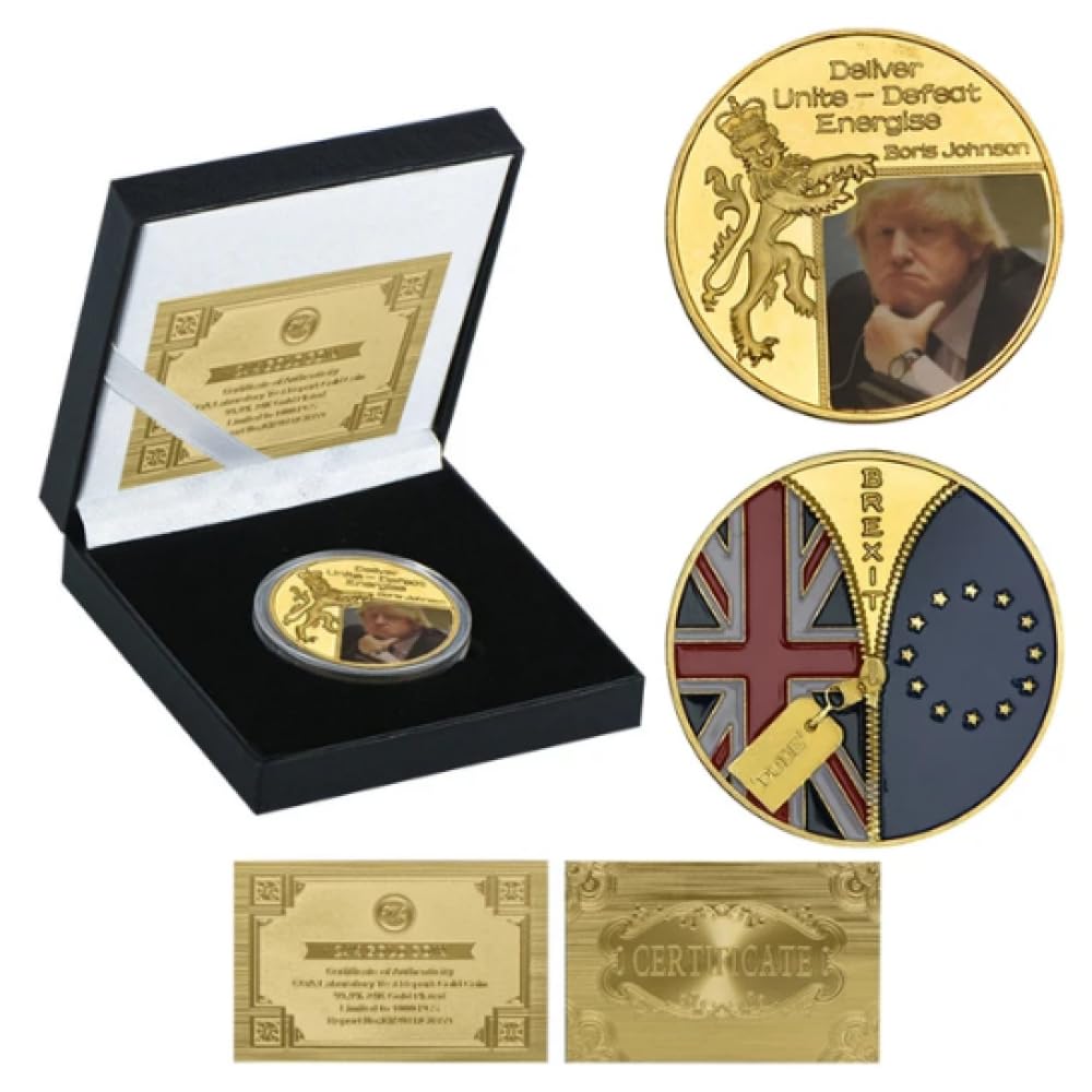 REIWAN Commemorative Coin British Boris Johnson Gold Plated Challenge Coin Collectible Commemorative Coin