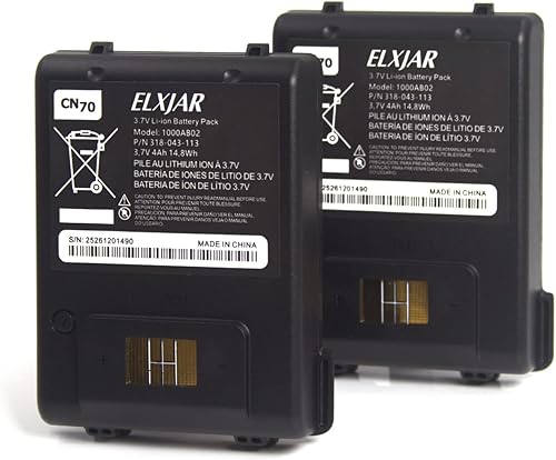 hflexgrad Paquete de 2 baterías de repuesto de 3.7 V 4000 mAh para escáneres IntermecNorand CN70 y CN70e