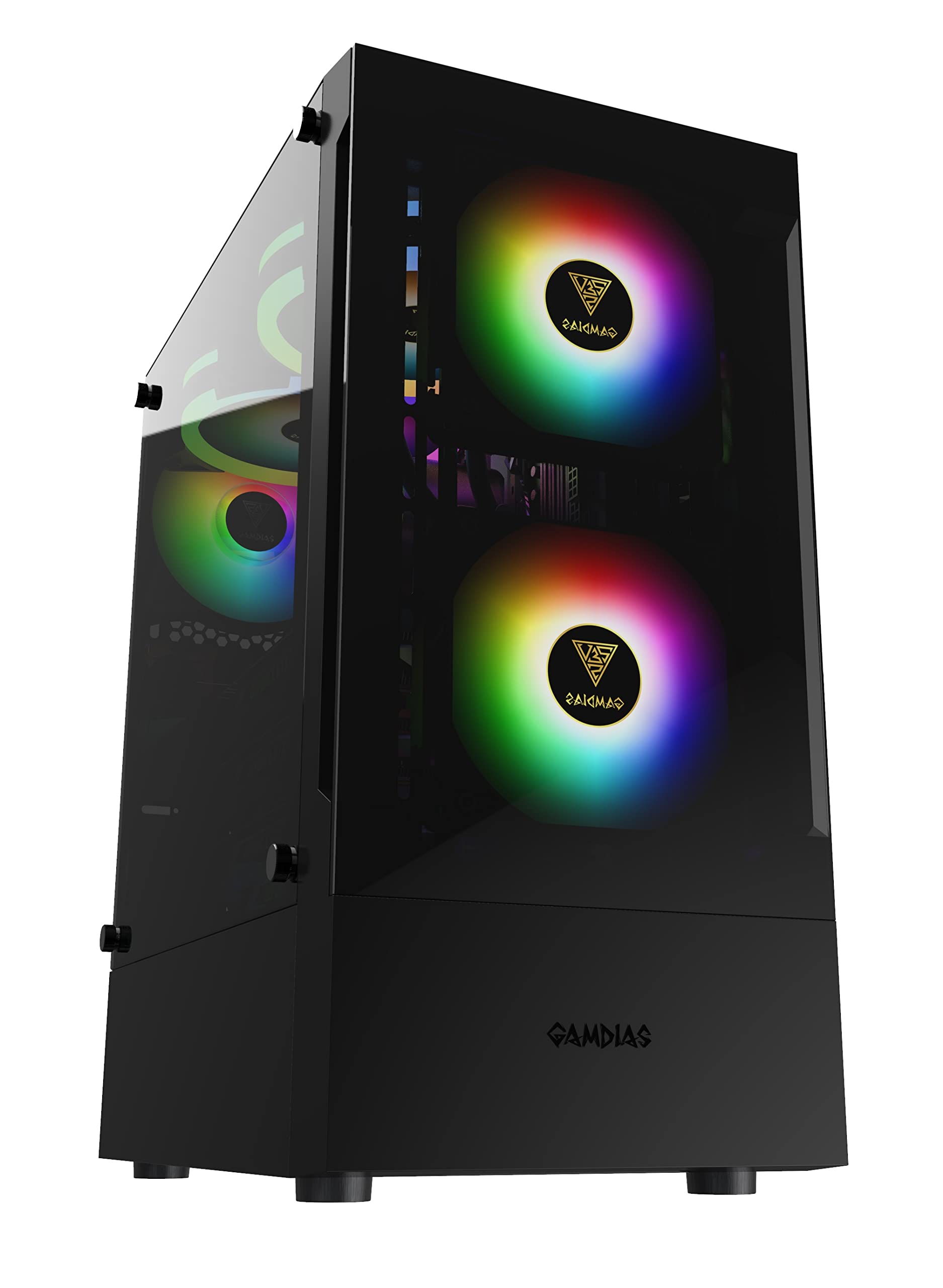 Gamdias RGB Gaming ATX Mid Tower Computer PC Case with Side Tempered Glass Panel and a Magnetic Dust Filter & 3 Built-in 120mm ARGB Fans