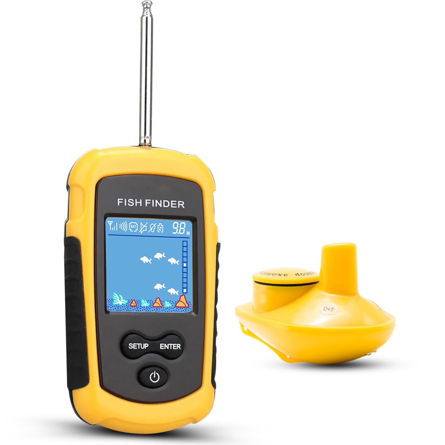 LUCKY Fish Finder Portatile Dispositivo Rilevatore di Pesce Rilevatore di profondità Portatile per Boat Kayak Canoe Pontoon Tubi galleggianti per Moto d'Acqua Jon Boat