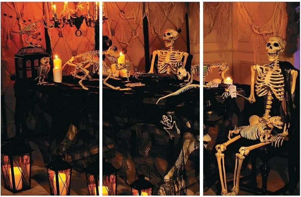 Haunted Skeleton Banquet Backdrop Banner (9 feet long) Halloween Party Decor