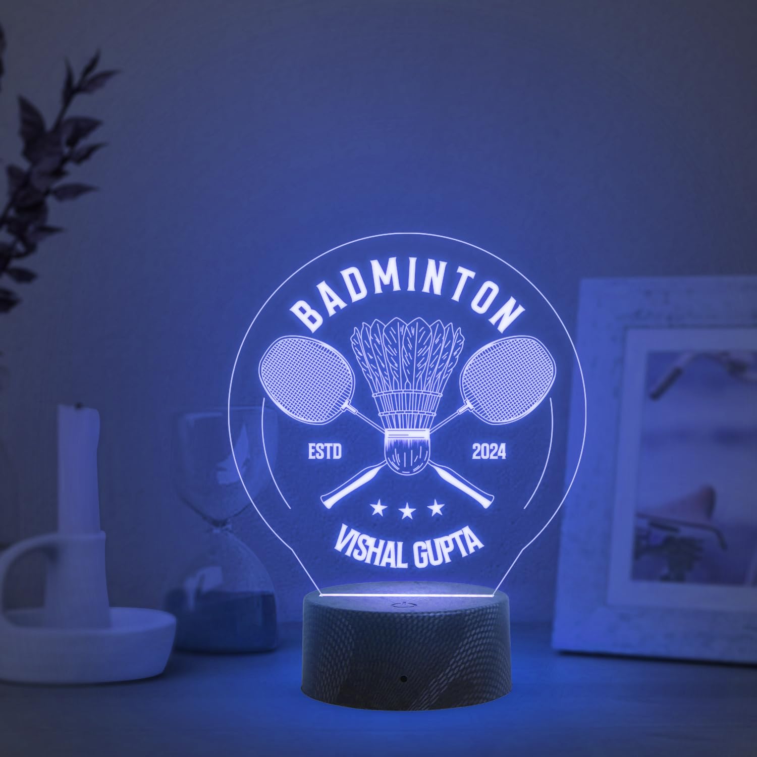 Personalized Badminton Led Lamp Gift for Sports Fans | Birthday Gift for Badminton Player | Home Decor Light | Bedside Table Lamp Multicolored Light & On/Off Touch Button | USB Powered-image-41