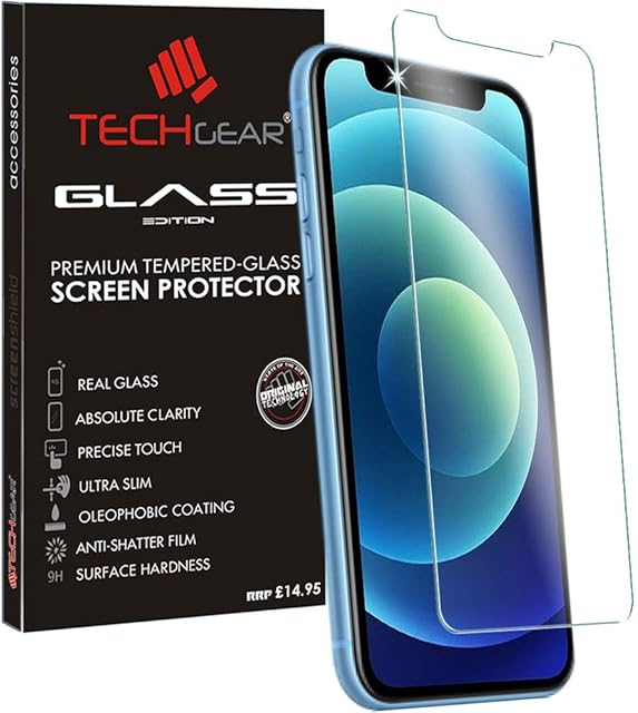 TECHGEAR GLASS Edition for iPhone 12 Mini 5.4", Tempered Glass Screen Protector Cover [2.5D Round Edge] [9H Hardness] [Crystal Clarity] [Scratch-Resistant] [No-Bubble]