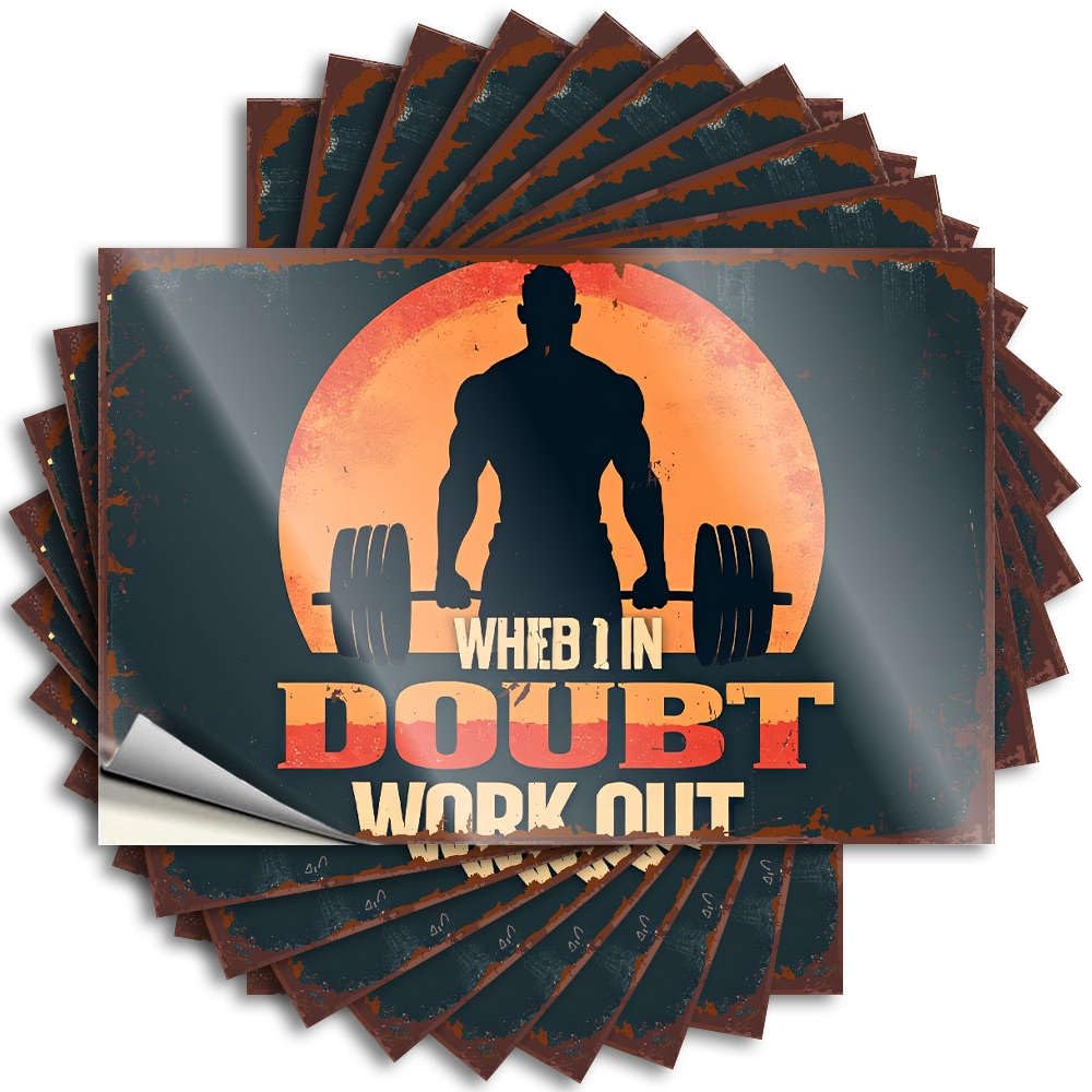 Teenage Lettering Sticker - Cozy Water Door When in Doubt, Work Out(8X12CM)