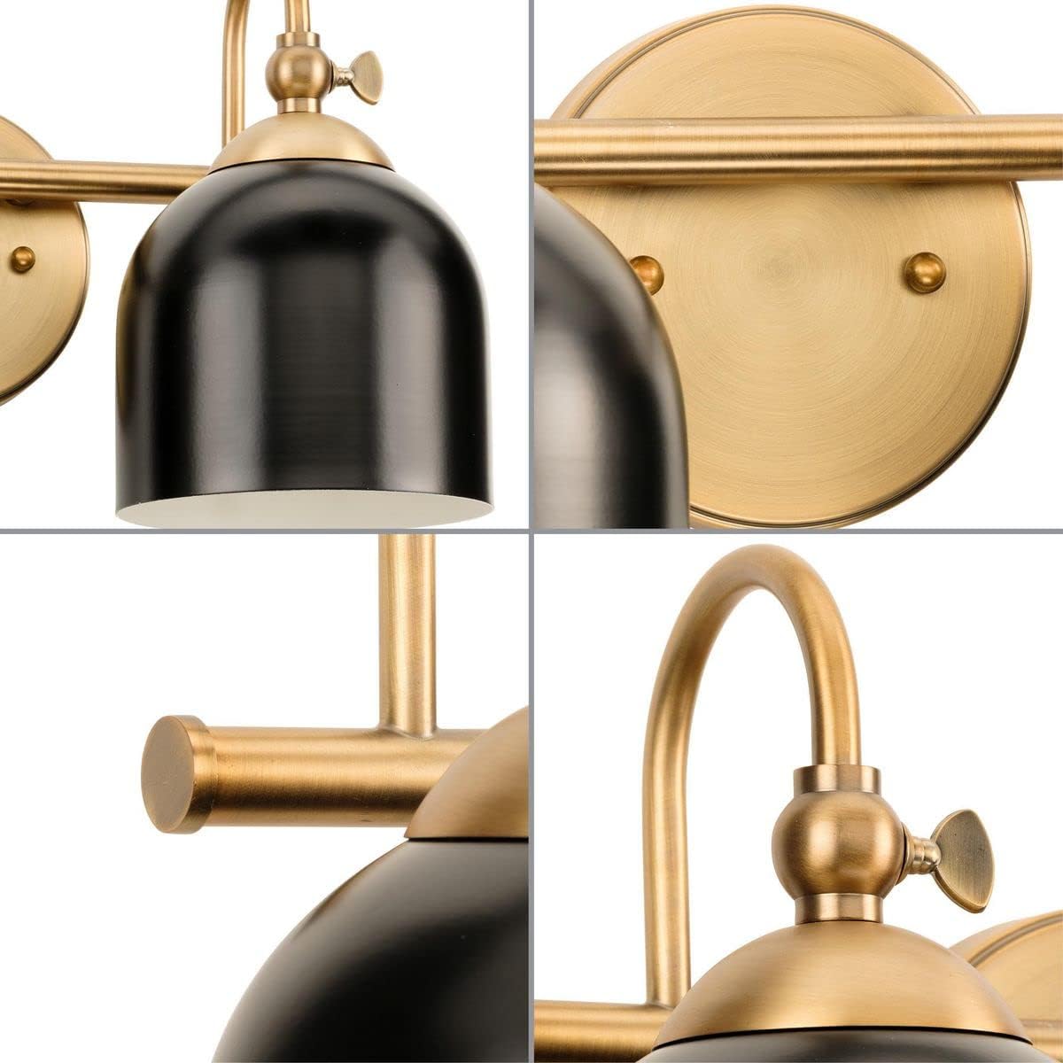 Progress Lighting Dalton Collection 15 in. 2-Light Vintage Brass Matte Black Vanity Light