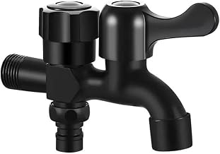 Torneira Externa Duas Saídas 1/4 Volta Preto Fosco, Tanque, Jardim, Lavanderia, Metal, Luxo, Mangueira, Máquina de Lavar - TKLA