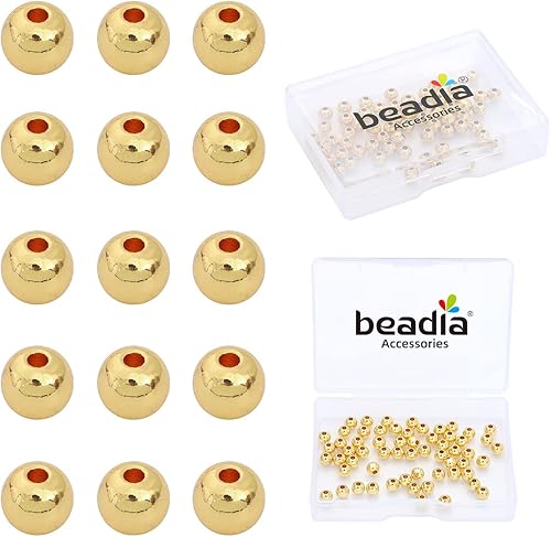 Miniatura 34 de Cuentas espaciadoras redondas bañadas en oro de 14 quilates, 2 mm, 600 piezas para hacer joyas sin decoloración