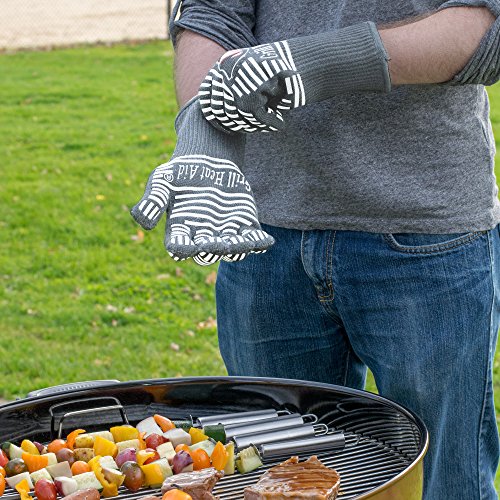 Extreme Heat Resistant Bbq Gloves - Premium Insulated & Silicone Lined Aramid Fiber Mitts For Cooking, Grilling, Frying And Baking - Professional Indoor Outdoor Kitchen Oven Accessories #TOP3