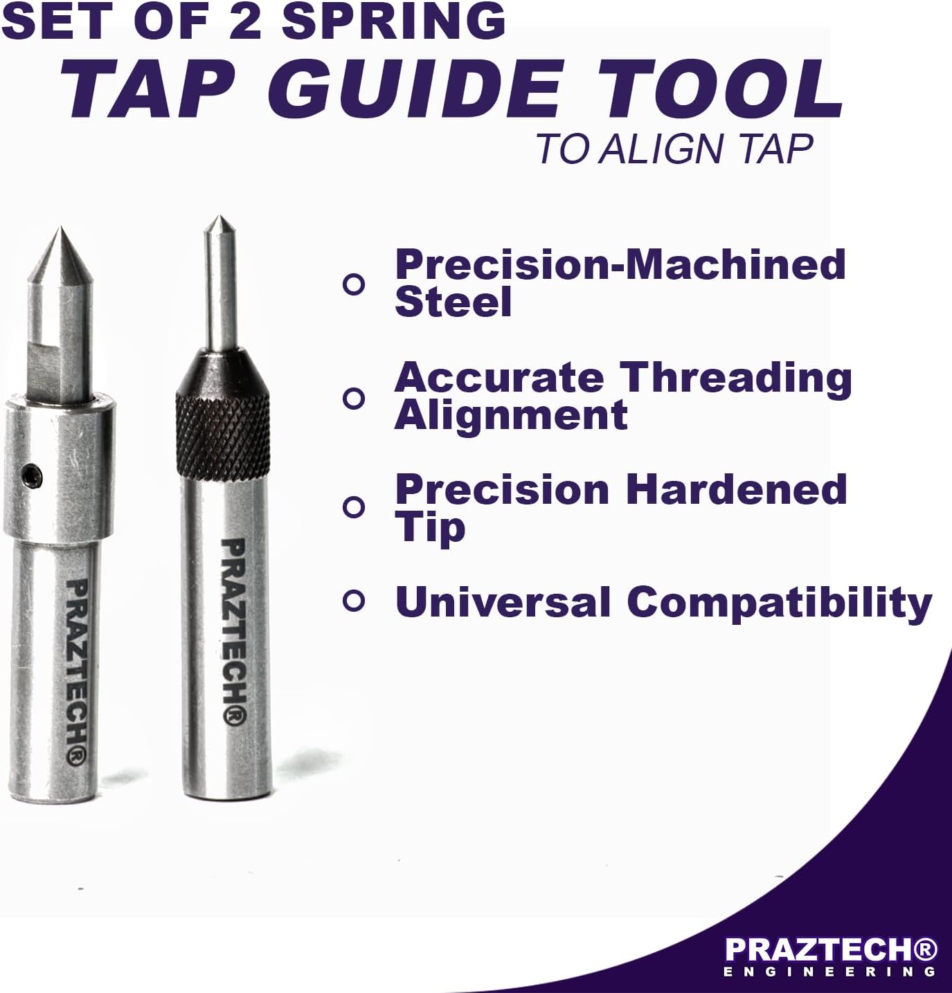 PRAZTECH® Set of 2 Spring Center Tap Guide Tool to Align Tap for threading Lathe Mill Jig Bore | Precise | Hardened Alloy Steel Made | Tapping Application made EASY