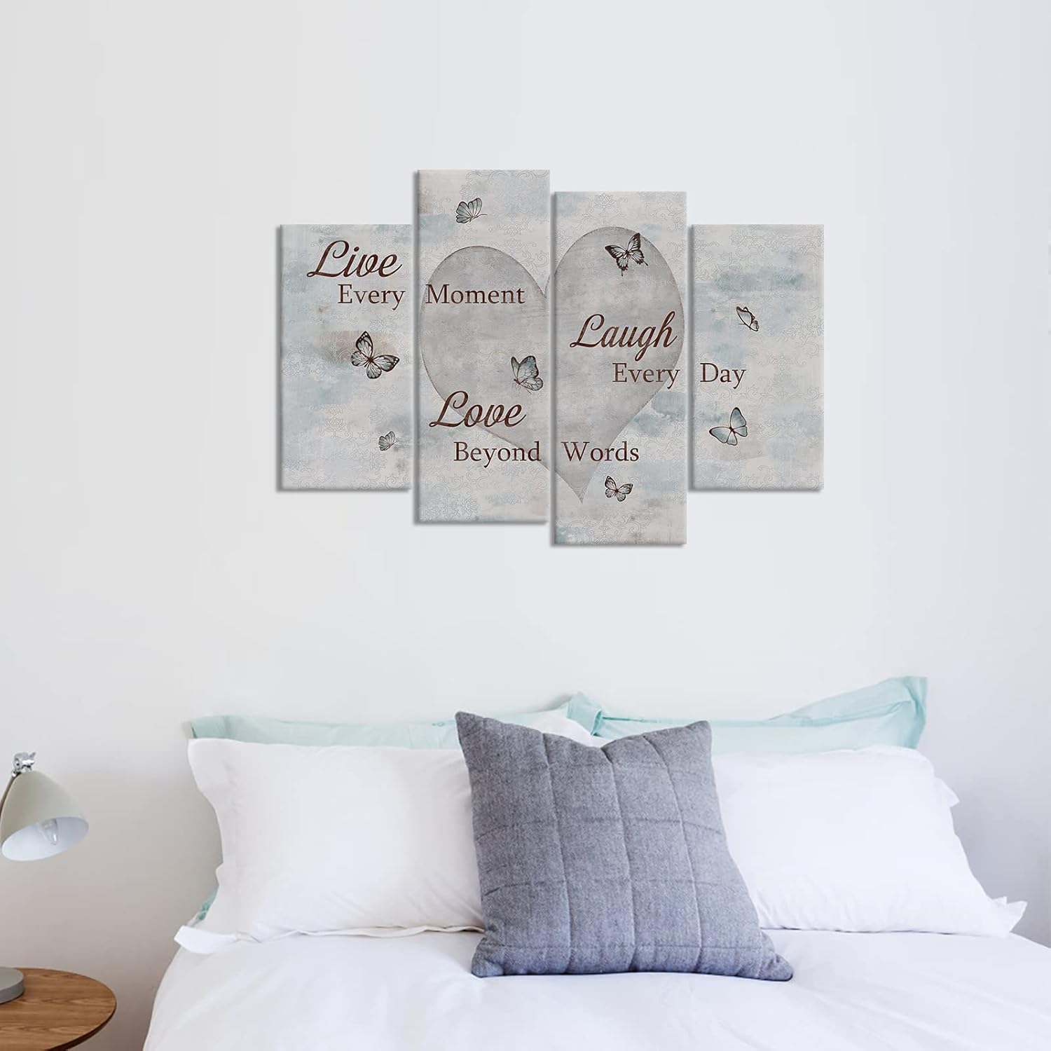 Love Laugh Live Sign Canvas Wall Art Inspirational Quotes Butterfly Painting Print Artwork for Modern Home Bedroom Living Room Wall Decor Framed Ready to Hang