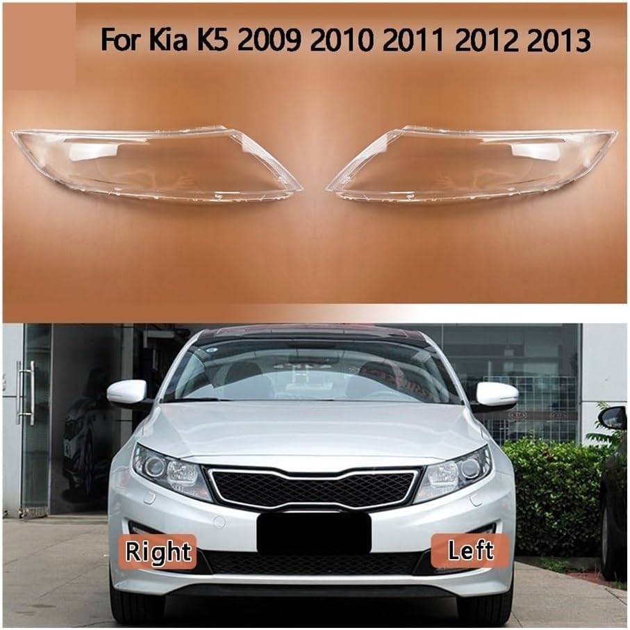 Head light Lenses Car Front Cover Auto Head lamp Lampshade Lampcover Head Lamp light Lens Shell Caps Compatible Compatible for Kia K5 2009 2010 2011 2012 2013 Replacement(A Pair)