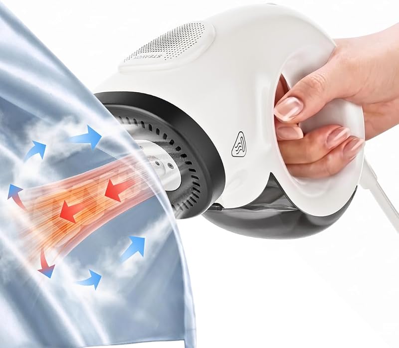 Vaporizador al vacío para ropa, vaporización y planchado 2 en 1 con calentamiento rápido de 25 s | Vaporizador de ropa portátil con succión óptima de 2800Pa, plancha de viaje portátil a prueba de fugas con base y bolsa, tanque de agua desmontable