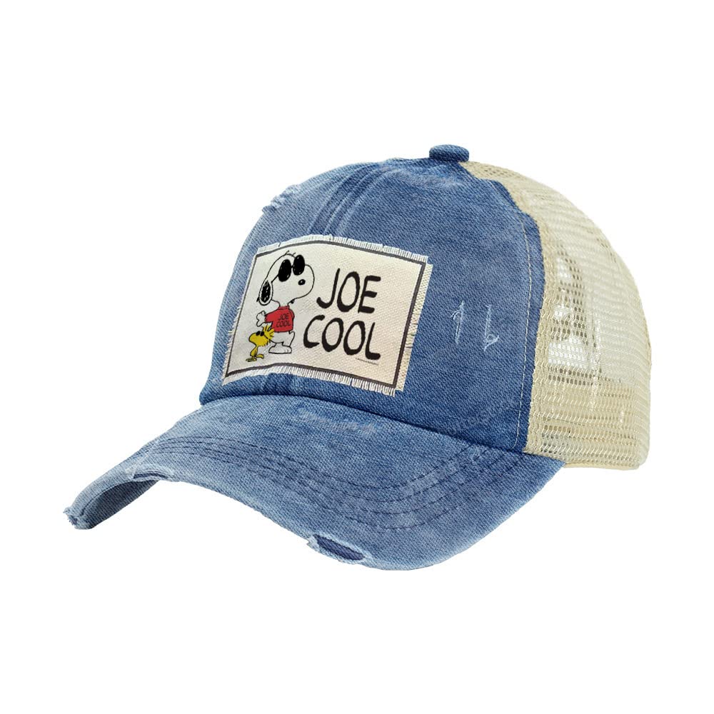 BRIEF INSANITY Snoopy Baseball Cap - Custom Fitted Cartoon Themed Snap Back Hat | Unisex Adult Trucker Cap, Cool Joe Cool, One size