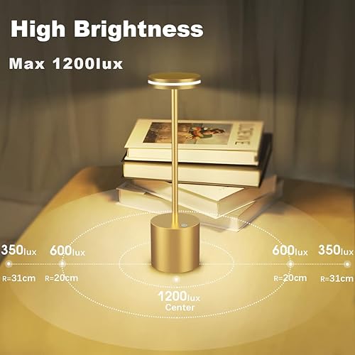 Miniatura 3 de Hapfish Juego de 2 lámparas de mesa inalámbricas, recargables de 5000 mAh, para exteriores, regulables, inalámbricas, alimentadas por baterías, luz