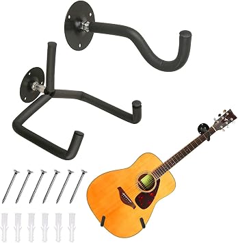 Yumzeco TTCR-II Guitar Wall Mount Horizontal Hanger, Acoustic Electric Classical Guitar Hooks Wall Hangers Rack Stand, Metal Guitars Holder Wall Bracket Display Wall Mount for Ukulele Guitar Banjo