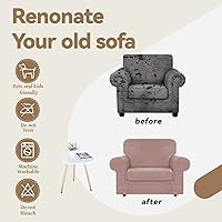 Vista 228 de WEERRW Fundas de terciopelo para sofá de 2 cojines, fundas de sofá de felpa de terciopelo de lujo de alta elasticidad, con parte inferior elástica