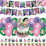 Zombies Party Decorations,Horror Birthday Party Supplies Includes Banner- Cake Topper - 24 Cupcake Toppers - 18 Balloons