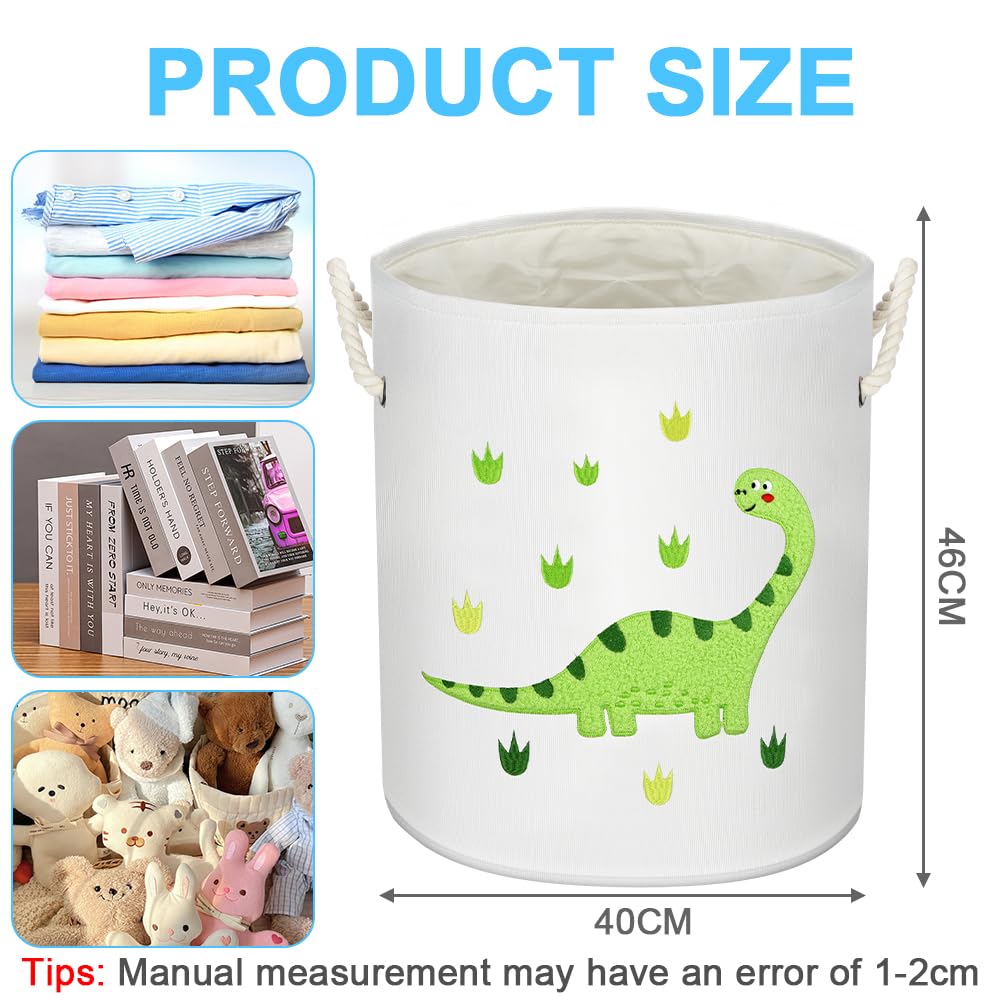 HOTUT Baby Laundry Basket,Kid Cotton Foldable Round Home Organizer Bin,Baby Laundry Hamper with handle,Toys Storage Bin for Kids Boys Girls Toys Room,Nursery,Home,Gift Basket,Bedroom,Clothes,Toys - Image 2