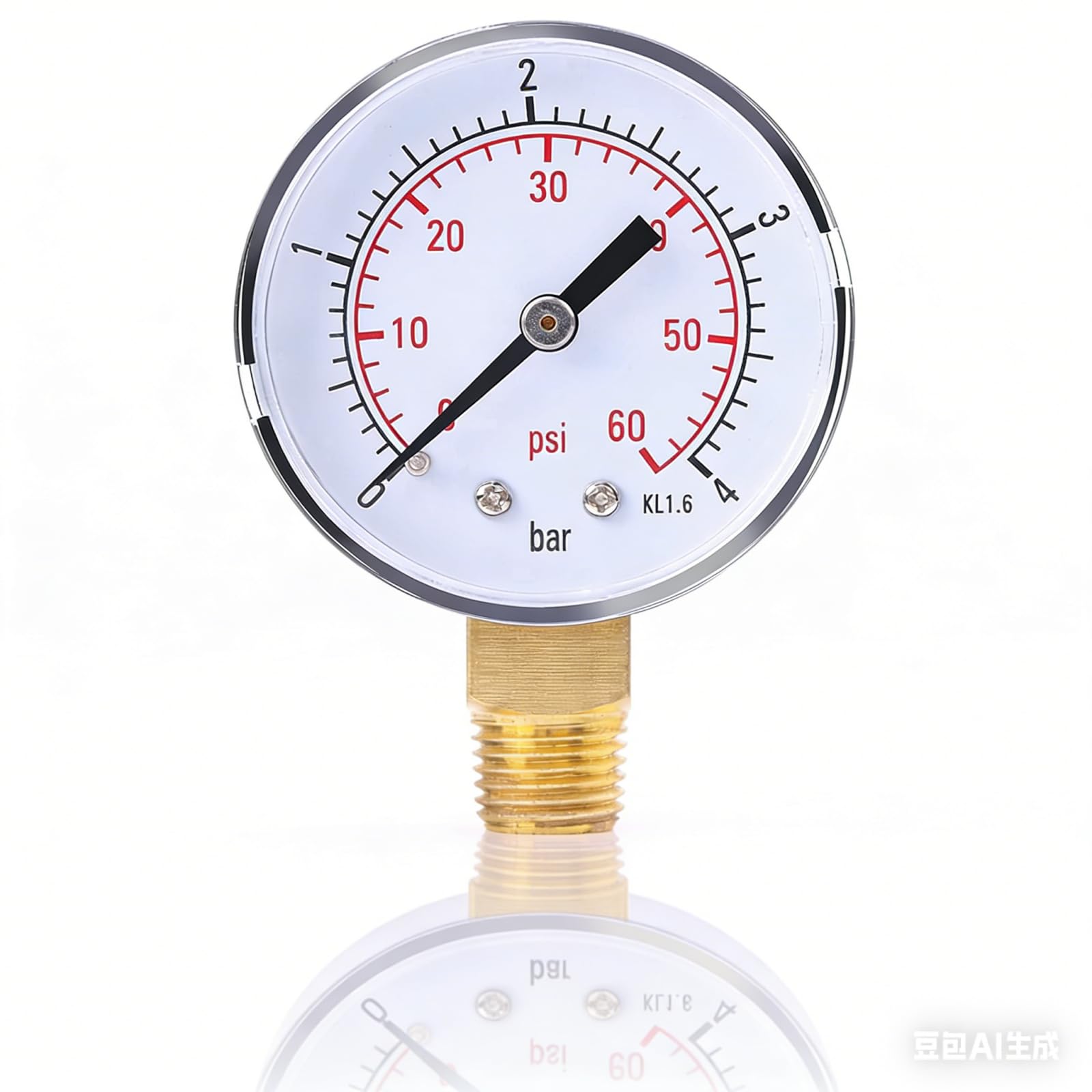 Metall Manometer, Druckmessgeräte mit 1/4 Zoll NPT Gewinde, Lötbares Manometer für Kraftstoff Luft Öl und Wasser, 0–4 Bar, 0–60 Psi
