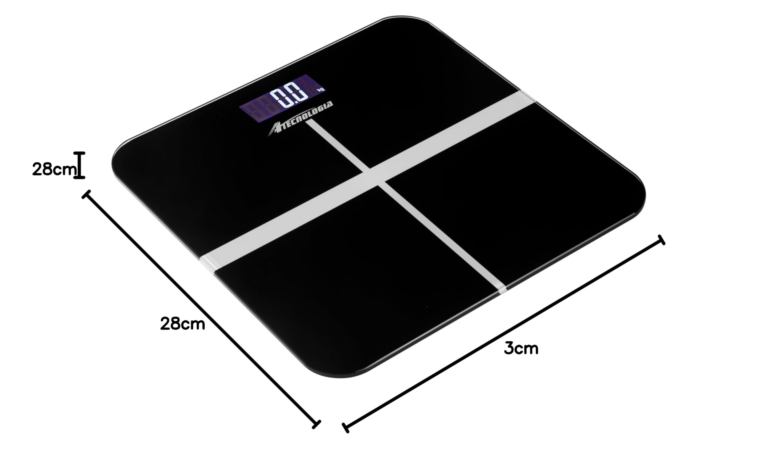 Bilancia Pesapersone Digitale Elettronica da Bagno, Alta Precisione Display a LED Retroilluminato, Step-On, Ultracompatto, Capacità 180kg, Nero