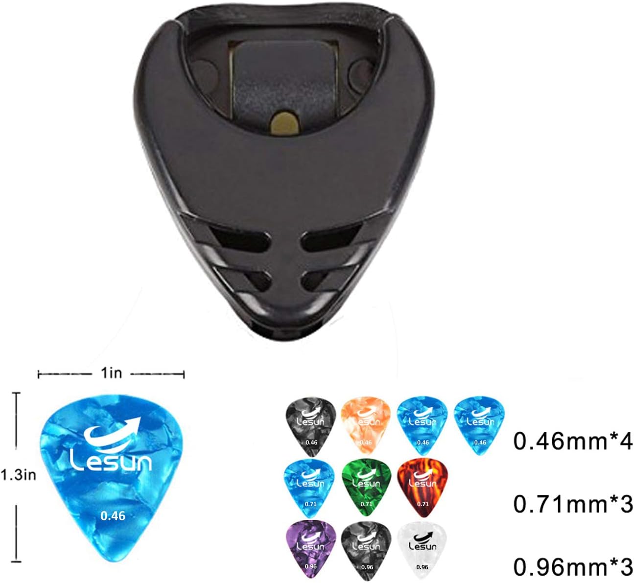 Guitar Picks & Guitar Pick Holder Easy to Paste on the Guitar Suitable for Acoustic Guitar Electric Guitar Bass Ukulele - Stick-on Holder + 10 Guitar Picks(Black Holder) : Musical Instruments