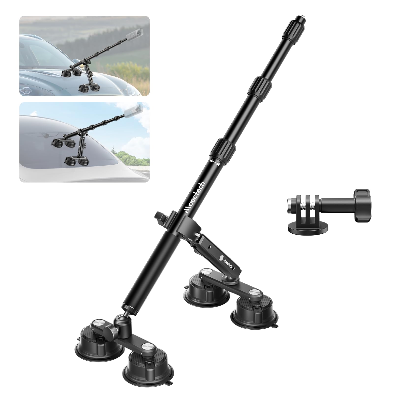 Four Suction Cup Car Mount Pro for Insta360 Upgraded Thickened Selfie Stick Adjustable Double-Layer Suction Cup for GoPro