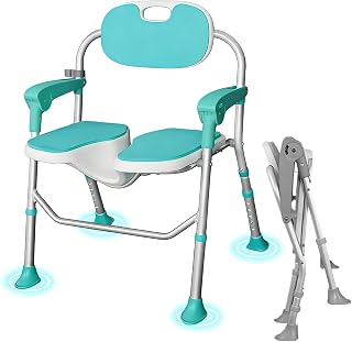 Klappbarer Duschstuhl mit Armlehnen und Rückenlehne, 3D-Contur-Sitz