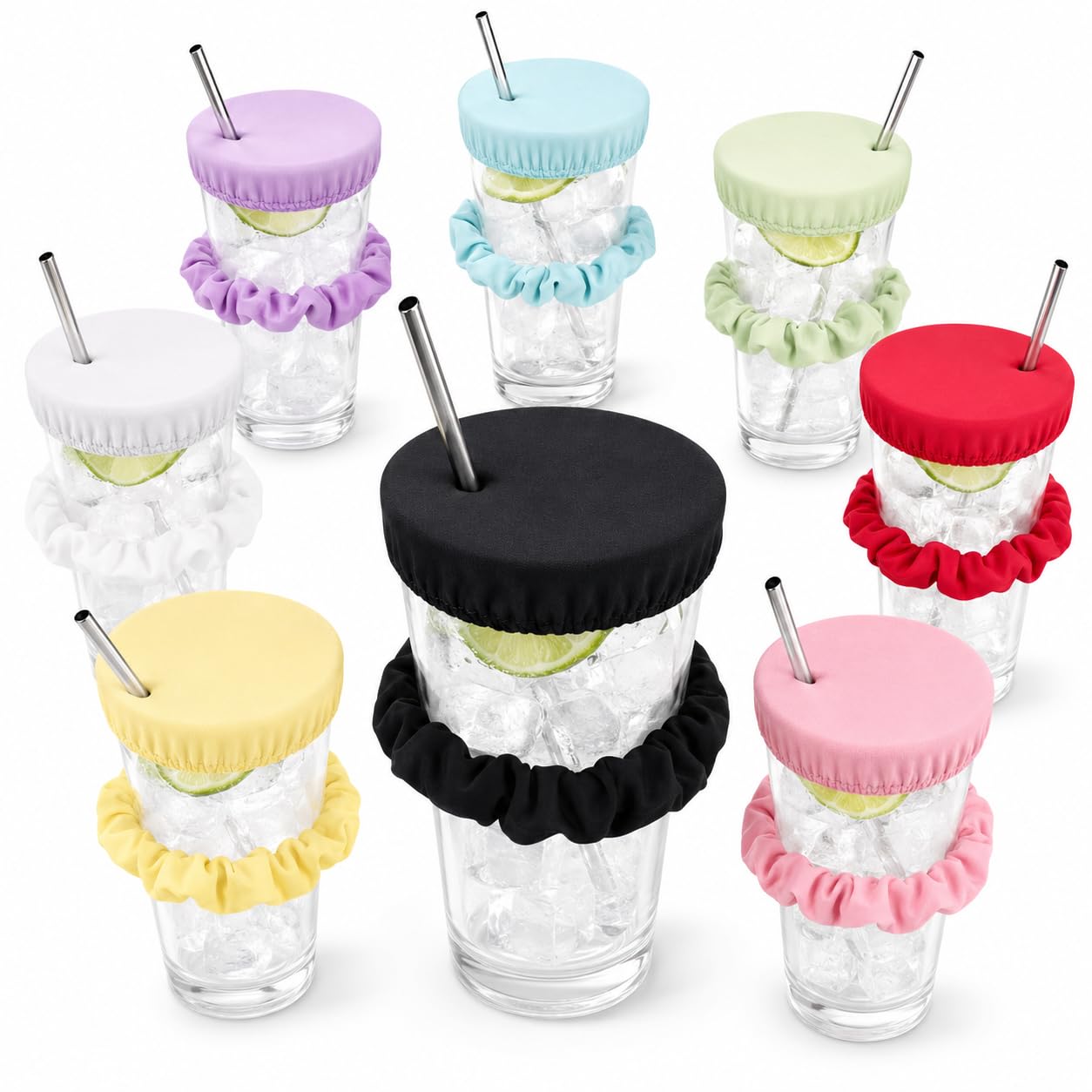 8 Pack Drink Covers And Cup Covers For Drinks 8 Colors Reusable Lids For Party Bar Club Travel Beach Outdoor Events Fits Most Cups Portable Washable