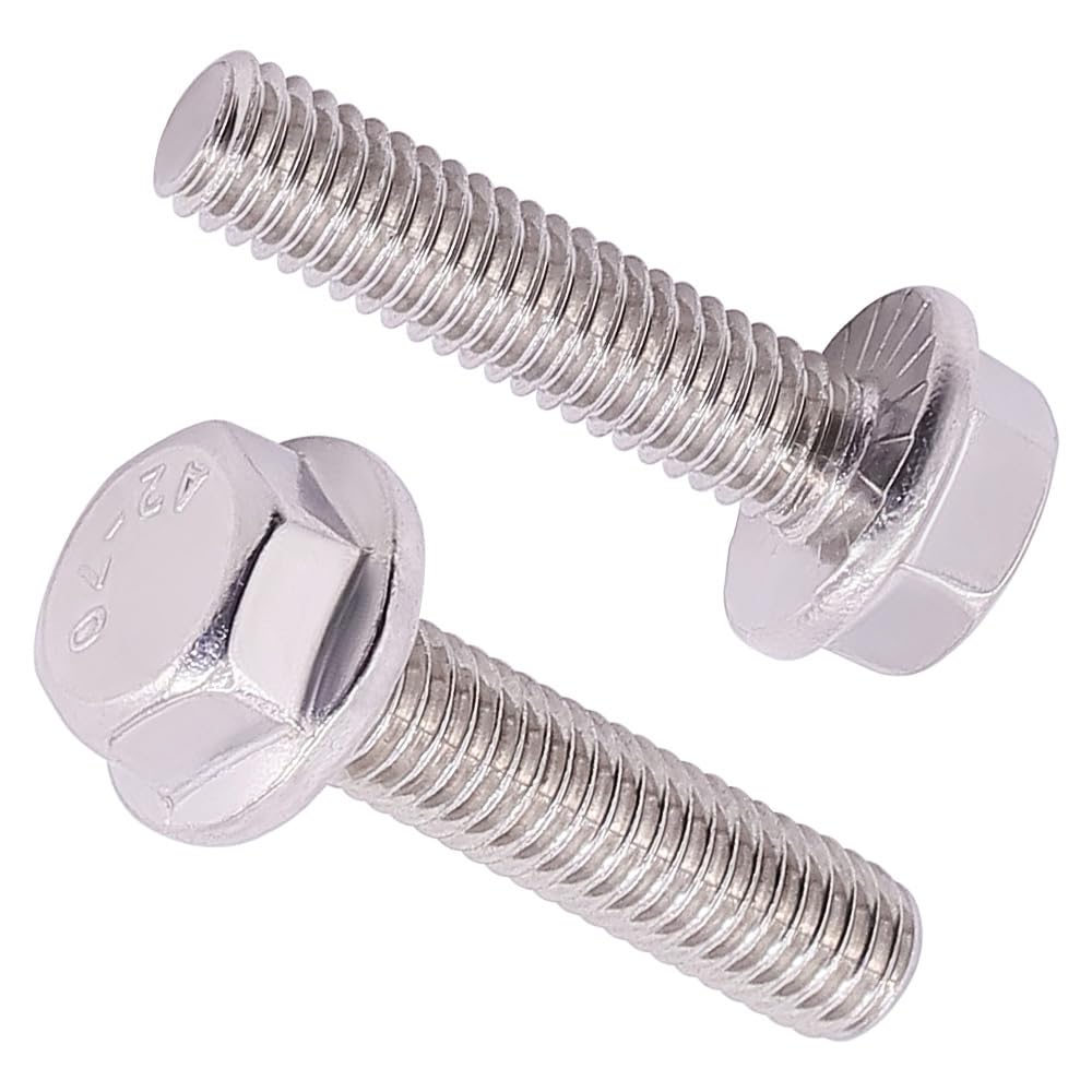 M12-1.75 x 40mm (8 pcs) Flanged Hex Bolts, 304 Stainless Steel 18/8, Large Washer Head Automotive Screws for Car Parts & Machinery Replacement