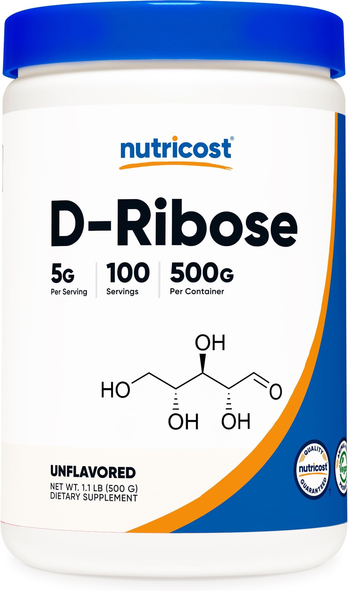 Nutricost D-Ribose Powder (500 Grams) 5g Per Serving, GMO-Free