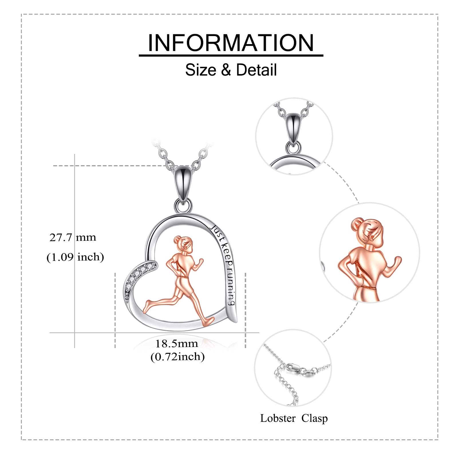 DAYLINLOVE Sport Kette 925 Sterling Silber Laufen/Basketball/Volleybal/Softball/Baseball Tennis/Golf/Lesen Anhänger Halskette Inspirational Schmuck Geschenke für Mädchen
