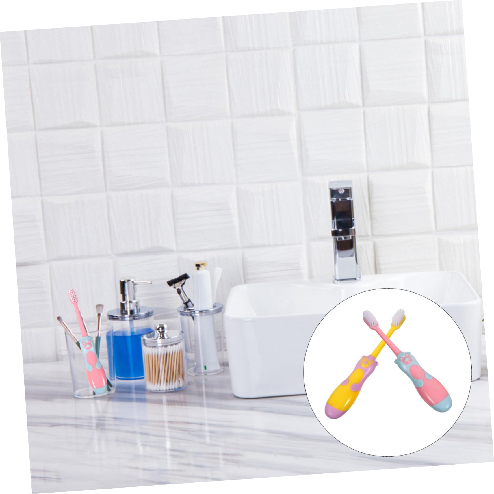 Healeved 3 Set Di Spazzolini Manuali Per Bambini Design Adorabile Dei Cartoni Animati Materiale Pp Spazzola Per La Pulizia Delicata Per La Dei Bambini Piccoli 6 Pezzi * 3