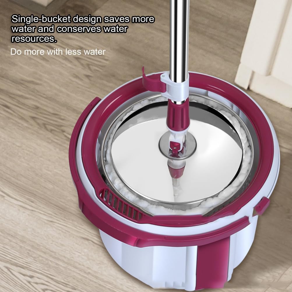 Spin Mop with Bucket, Hands-Free Wet Dry Mop System, All-in-One Single Bucket with Built-in Wringer, Lazy Mop, Includes 5 Mop Heads