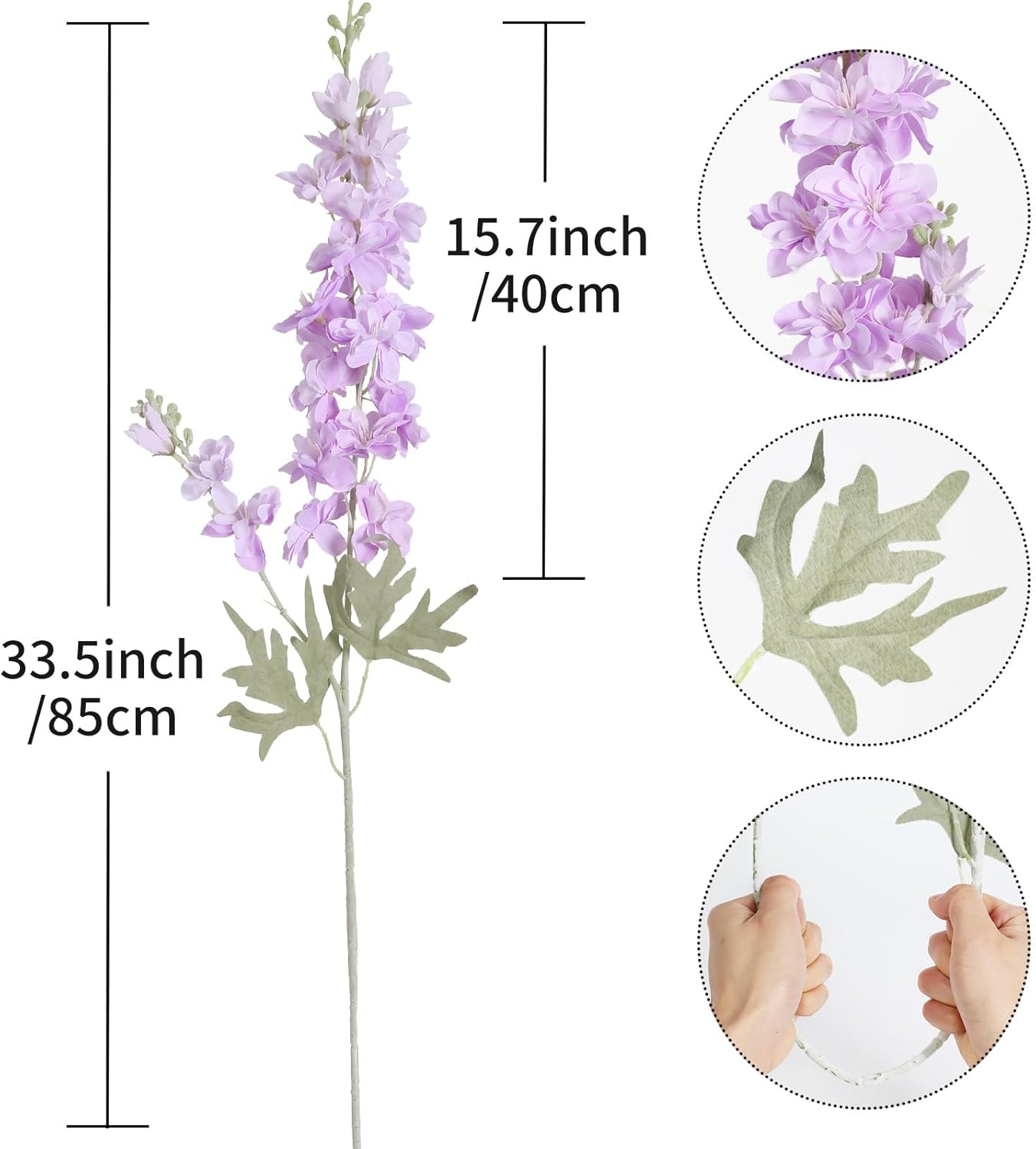 8PCS Purple Delphinium Artificial Flowers 33.5in Long Stem Larkspur Fake Silk Flowers for Tall Vase Faux Flowers for Home Wedding Baby Shower Floral Arrangement Centerpiece Table Decor (Purple) - Image 4