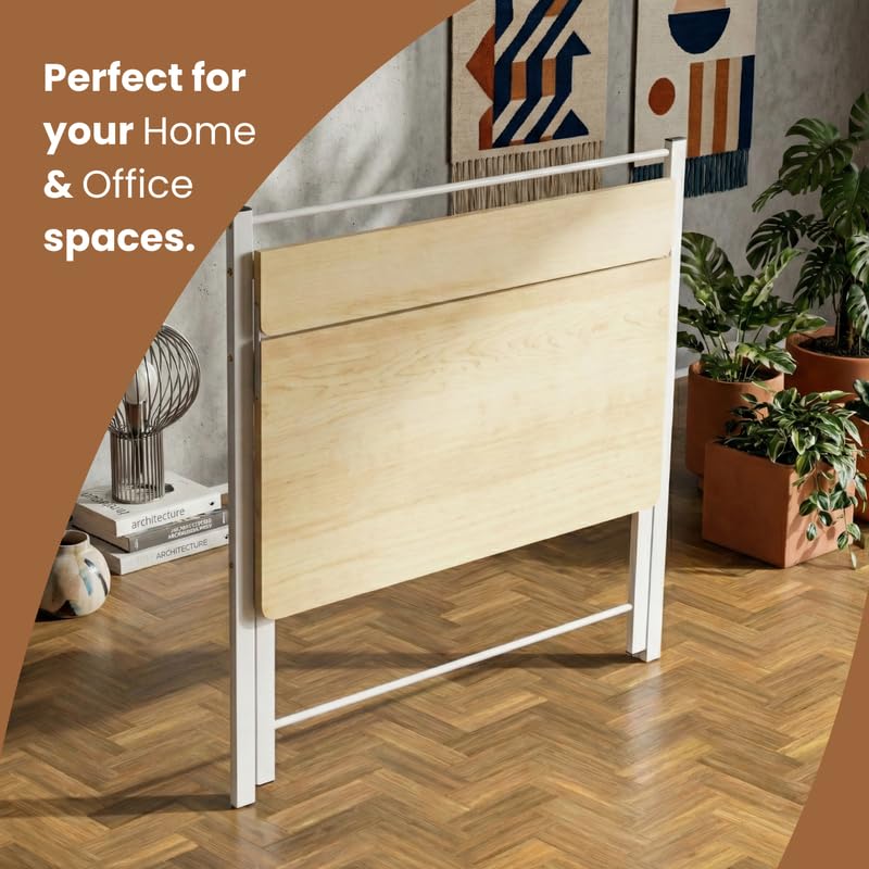 Image of InnoFur Meleti Folding Study Desk (Large)|Foldable Office Table|Adjustable Laptop Cum Computer Table Big (Beige, Large)