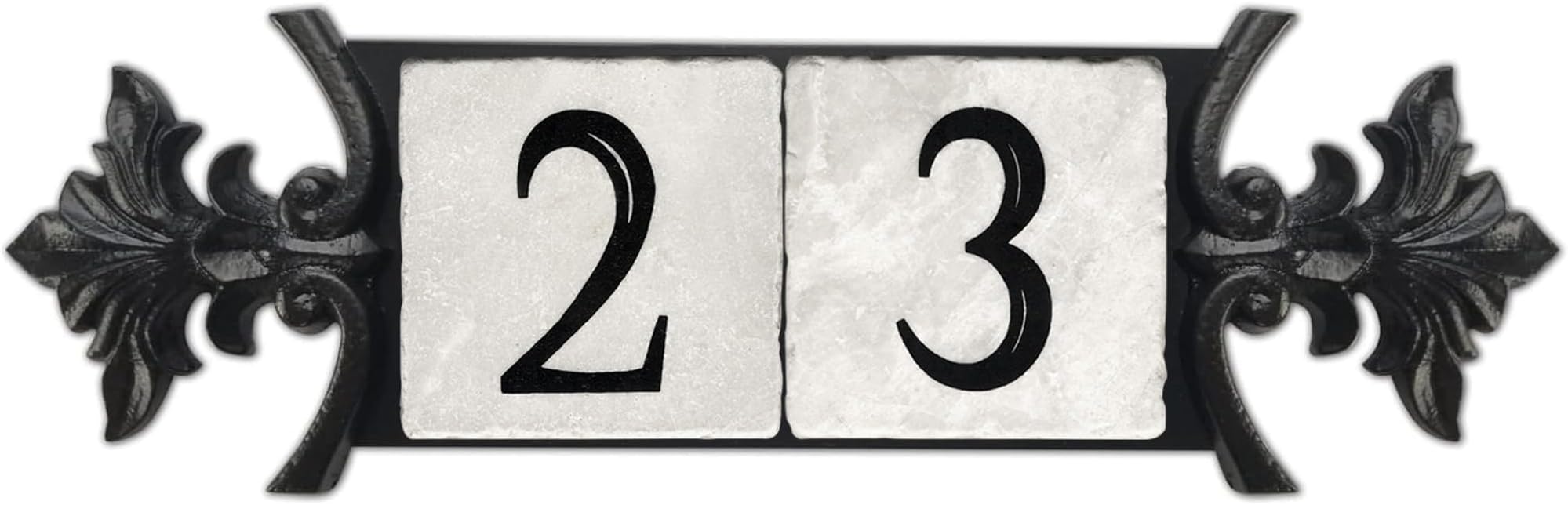 NACH Crested 2-Number Address Signs for Houses, Outdoor Address Plaque, Cast Iron House Number Sign - 2 Numbers, 10" x 5" x 1", KA-SMALLCREST-2