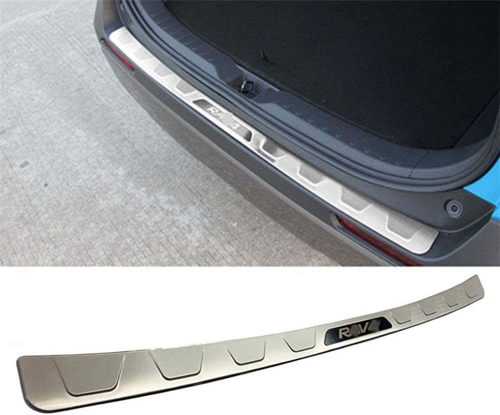 YiXi-Partswell 1 PCS Outside Rear Door Plate Bumper Cover Bar Sill Trim Stainless Steel Fit for Toyota RAV4 RAV-4 2019-2021 - Silver