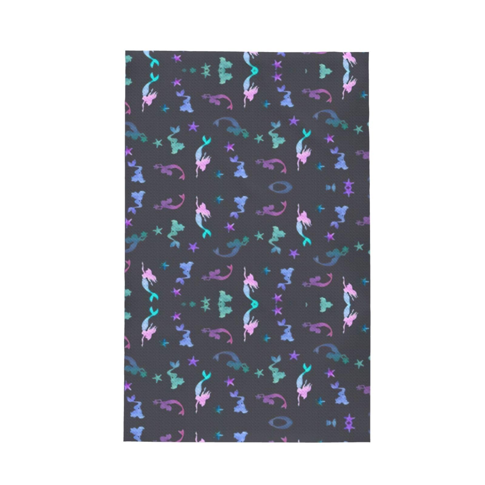 Uusnwaa Colored Beautiful Mermaid Printed Waffle Microfiber Kitchen Towels