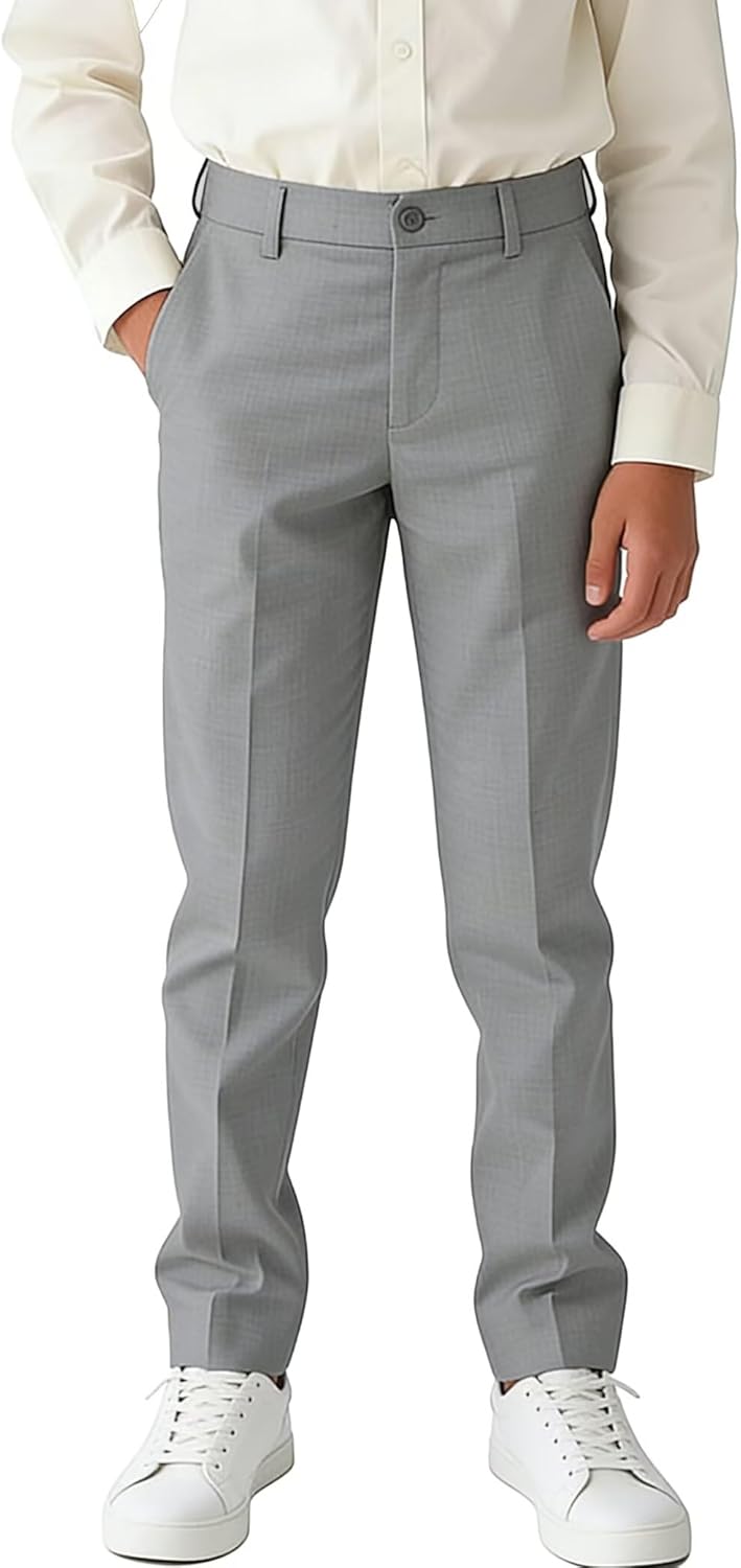 Boys' Dress Pants Kids Wedding Suit Pants Boys School Uniform Pants Trousers for Golf Play & Outdoor Adjust Waist