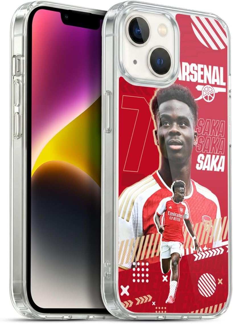 Head Case Designs Officially Licensed Arsenal FC Bukayo Saka 2023/24 First Team Gel Case [Military Grade Protection] Compatible with Apple iPhone 14