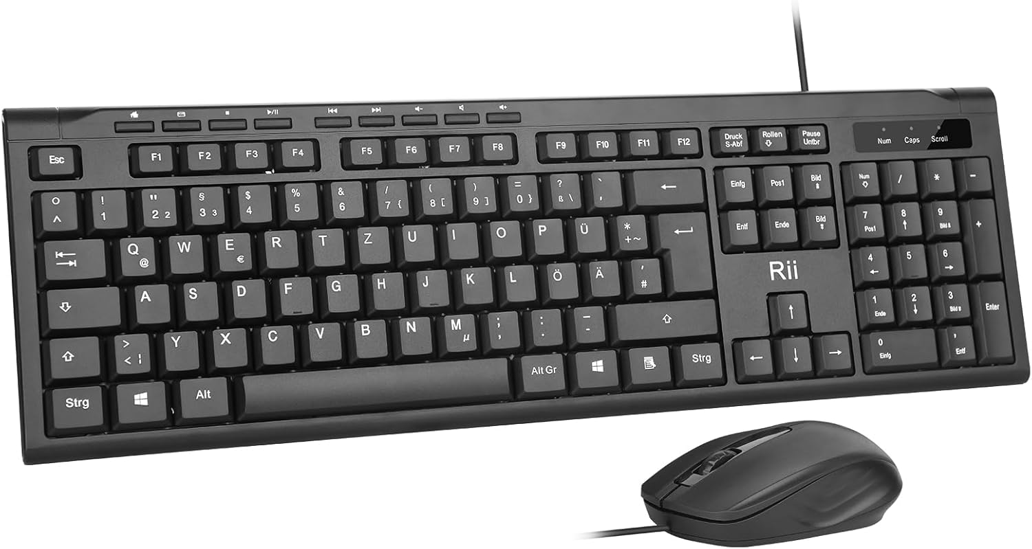 Rii vezetékes billentyűzet és egér szett teljes nézet