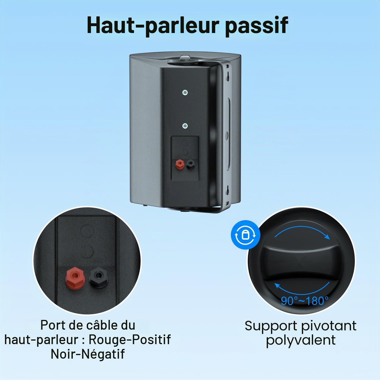 STUDIOFINIX Etanche Enceintes d'extérieur 5.25 Pouces avec 300 Watts de Basses puissantes, Couverture sonore stéréo à Large Plage, durabilité par Tous Les Temps (2 Paires, Noir)