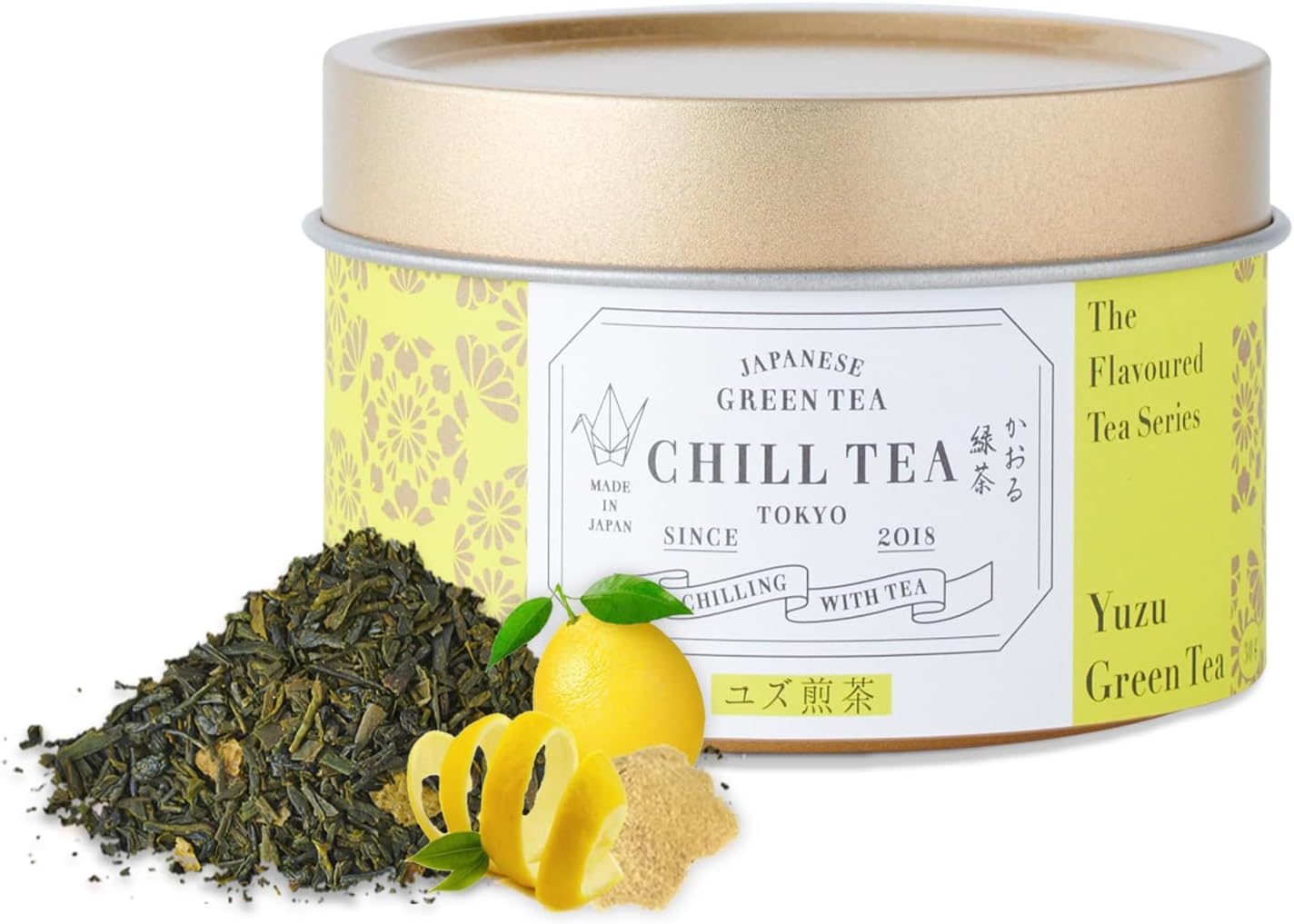 Yuzu Green Tea by CHILL TEA Tokyo (30g Loose Leaf) - Japanese Loose Leaf, Flavoured - Made from Japanese Yuzu Citrus Peels