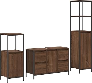 vidaXL Gabinete de Lavabo de Baño Contemporáneo | Acabado en Roble Marrón 4 Cajones y 8 Estantes Pies Ajustables Baños Modernos Mueble de Almacenamiento Estructuralmente Sólido