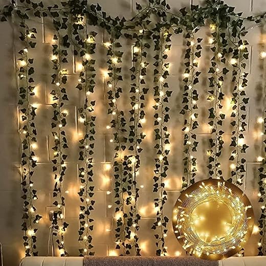 Special You Fairy Lights for Bedroom Artificial Vines, Green Leaves (86 inch) for Wall Decor, Balcony, Home Decor Items, A...