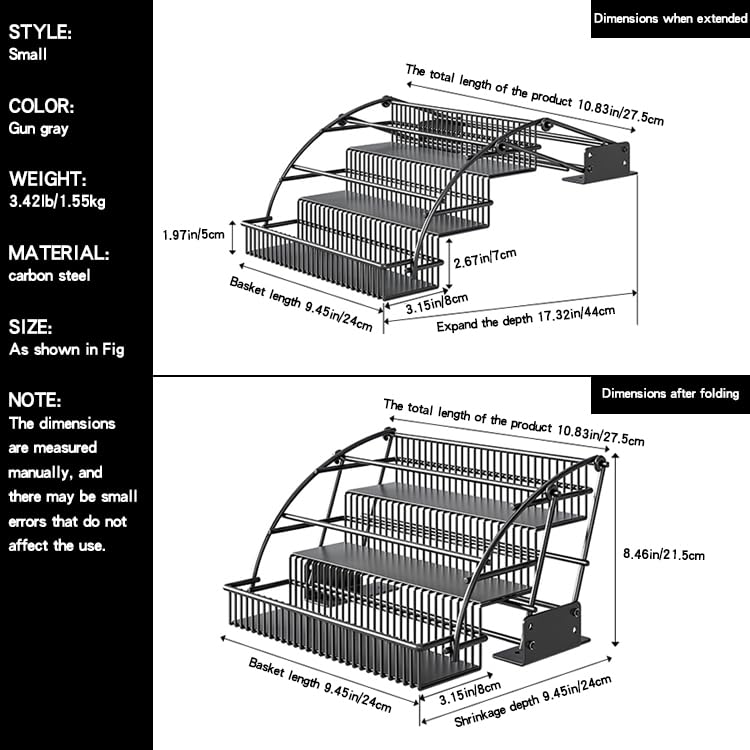 Organizador de especias desplegable de 3 niveles para gabinete interior, despensa, estante elevador, estante elevador, estante de condimentos de cocina (10.8 pulgadas) 8